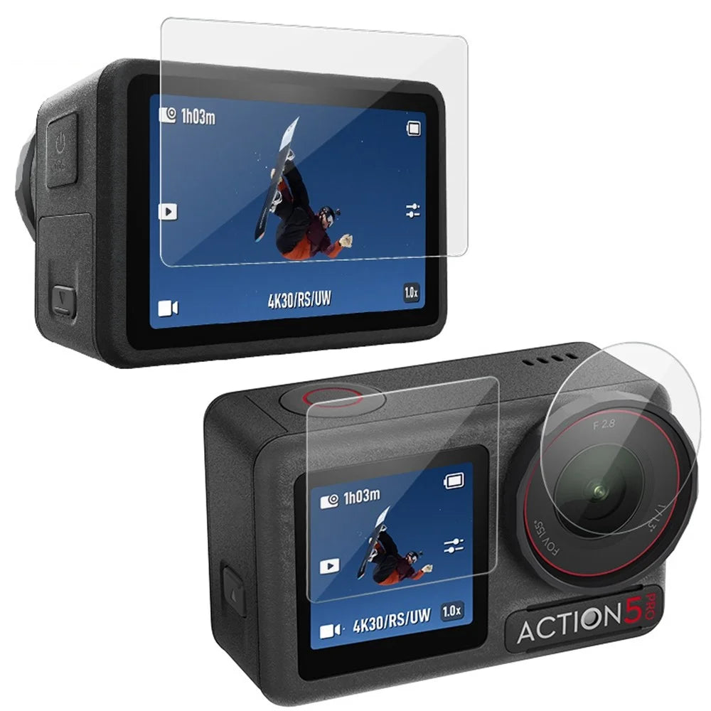 IMAK 1 Set Action Camera Screen Film for DJI Osmo Action 5 Pro Tempered Glass Screen Protector (Front Screen + Rear Screen + Lens) - 7