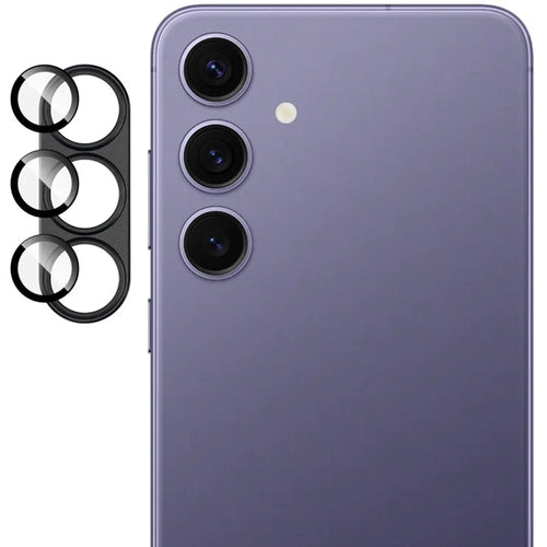 IMAK For Samsung Galaxy S25 Camera Lens Film Metal Lens Cap + Tempered Glass Lens Protector - Black - 1