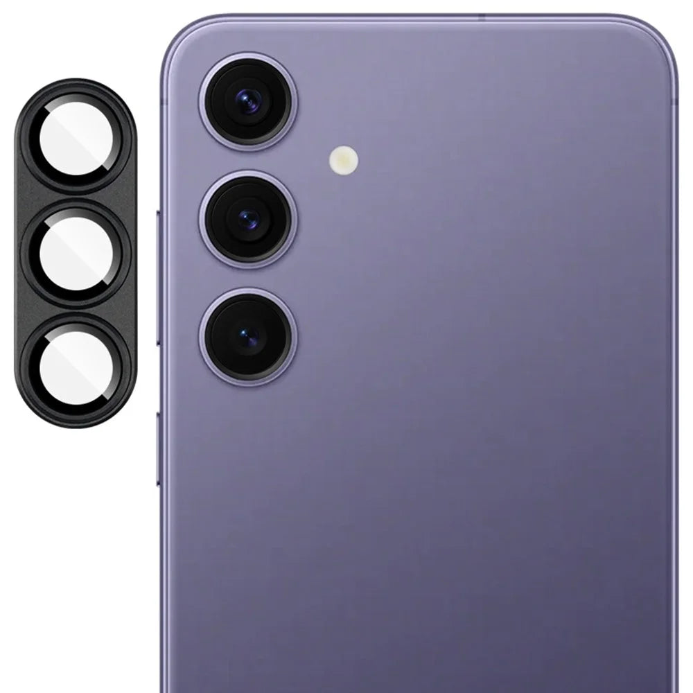 IMAK For Samsung Galaxy S25 Camera Lens Film Metal Lens Cap + Tempered Glass Lens Protector - Black - 5