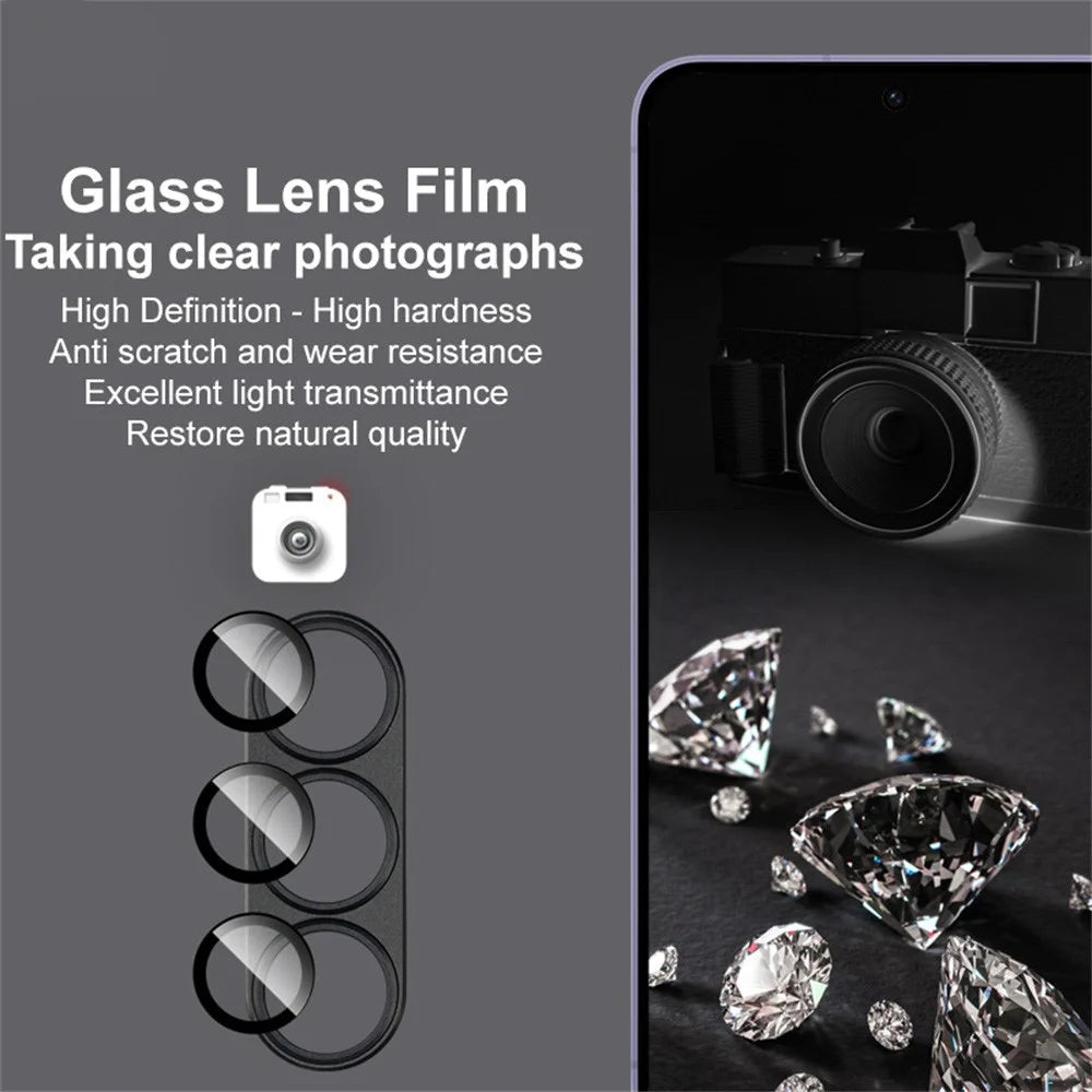 IMAK For Samsung Galaxy S25+ Camera Lens Film Metal Lens Cap + Tempered Glass Lens Protector - Black - 4