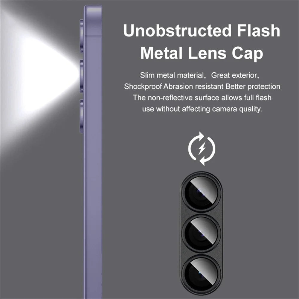 IMAK For Samsung Galaxy S25+ Camera Lens Film Metal Lens Cap + Tempered Glass Lens Protector - Black - 5