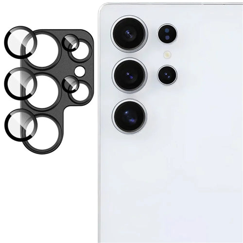 IMAK For Samsung Galaxy S25 Ultra Camera Lens Film Metal Lens Cap + Tempered Glass Lens Protector - Black - 1