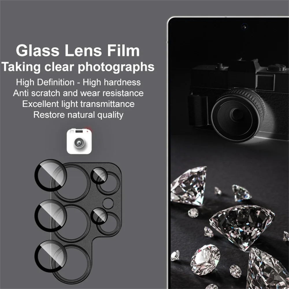 IMAK For Samsung Galaxy S25 Ultra Camera Lens Film Metal Lens Cap + Tempered Glass Lens Protector - Black - 4
