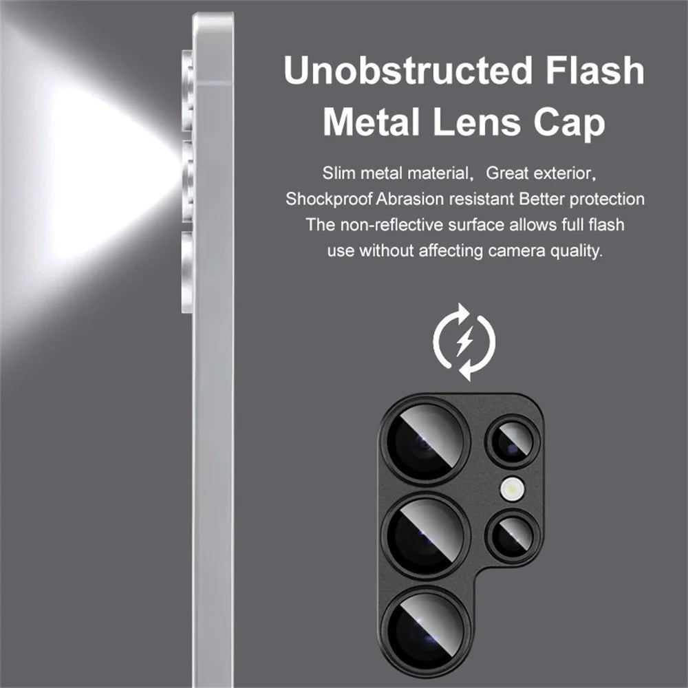 IMAK For Samsung Galaxy S25 Ultra Camera Lens Film Metal Lens Cap + Tempered Glass Lens Protector - Black - 5