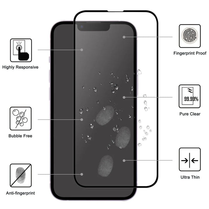 For iPhone 17e / 16e AGC Tempered Glass with Black Edge Full Glue Full Coverage Screen Protector - 2