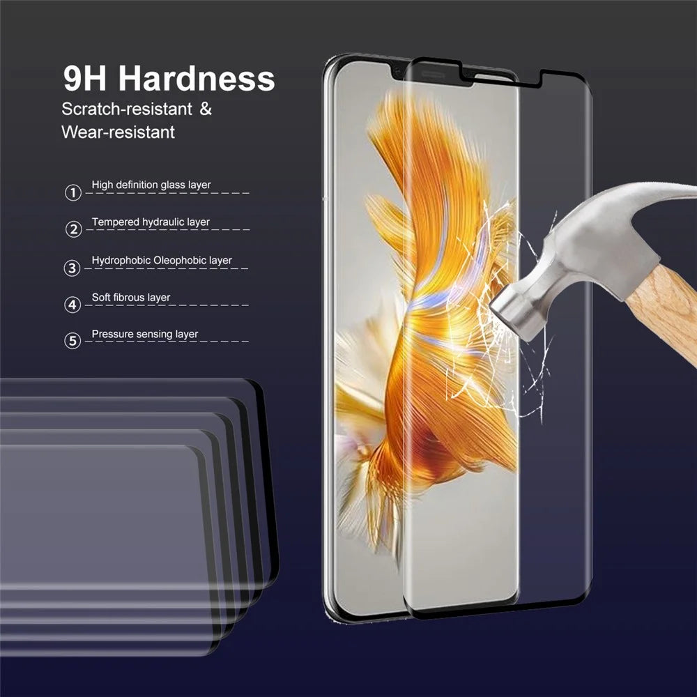 ENKAY HAT PRINCE For Huawei Mate 50 Pro 4G Tempered Glass Film 3D Curved Side Glue HD Full Screen Protector Support Fingerprint Unlock - 4