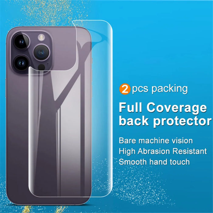 IMAK 2Pcs / Set Hydrogel Film III Phone Back Cover Film for iPhone 14 Pro Max, Anti-scratch Full Coverage Clear Back Protector - 2