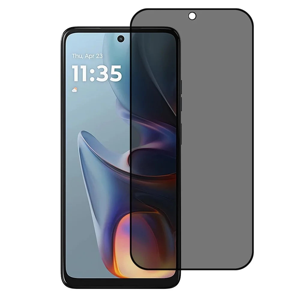 For Motorola Moto E15 4G Anti-Peep Full Covering Screen Protector Silk Printing Tempered Glass Film - 1