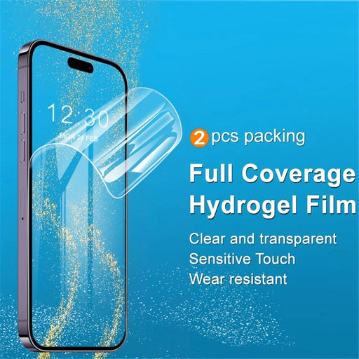 IMAK 2Pcs / Set Screen Protector for iPhone 14 Pro Max, Full Coverage Ultra Clear Anti-abrasion Soft TPU Hydrogel Film III - 2