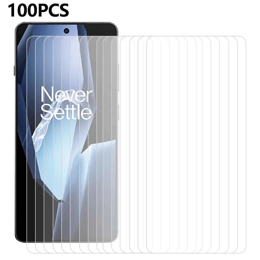 100Pcs Screen Protector for OnePlus Ace 5 5G / Ace 5 Pro 5G / 13R 5G / Realme Neo7 5G Anti-Scratch Tempered Glass Film (No Package, with Wipes Set, Dust-absorber, Guide Sticker) - 1