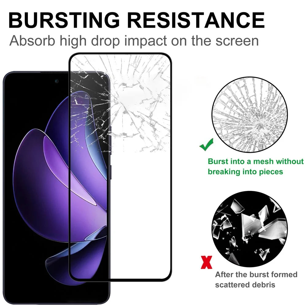 For Oppo Reno13 F 5G (Reno 13 FS 5G) / 4G AGC Tempered Glass with Black Edge Full Glue Full Coverage Screen Protector - 4