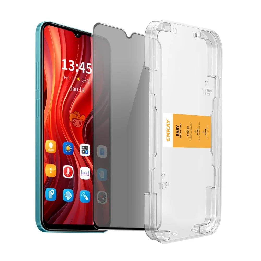 ENKAY HAT PRINCE For Samsung Galaxy A26 5G Anti-Spy Film   Silk Printing Tempered Glass Screen Protector with Installation Tool - Grey - 1