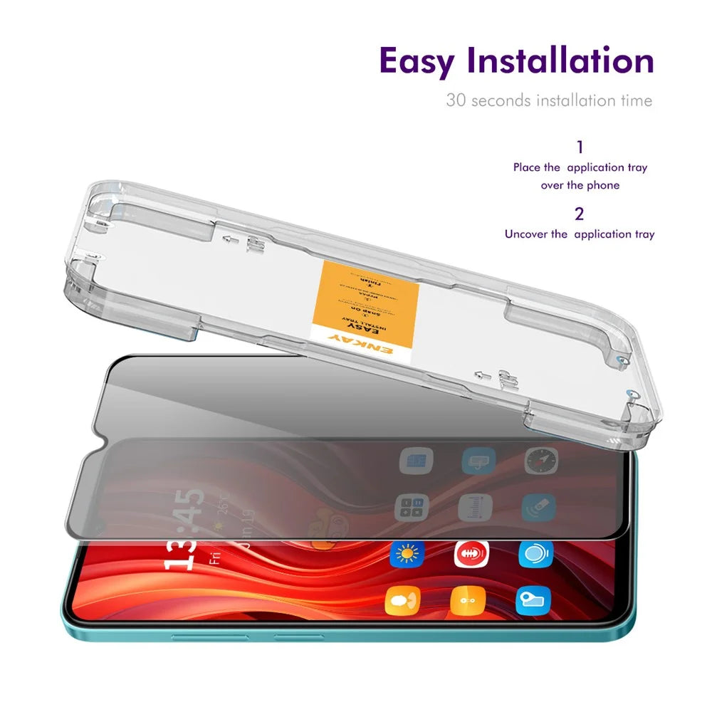 ENKAY HAT PRINCE For Samsung Galaxy A26 5G Anti-Spy Film   Silk Printing Tempered Glass Screen Protector with Installation Tool - Grey - 2