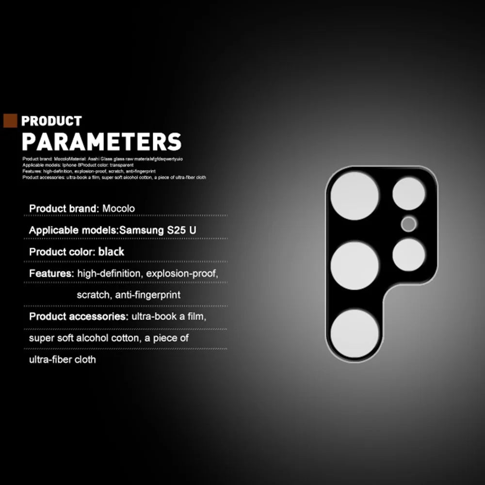 MOCOLO For Samsung Galaxy S25 Ultra Camera Lens Protector Silk Printing Tempered Glass Lens Film - Black - 3