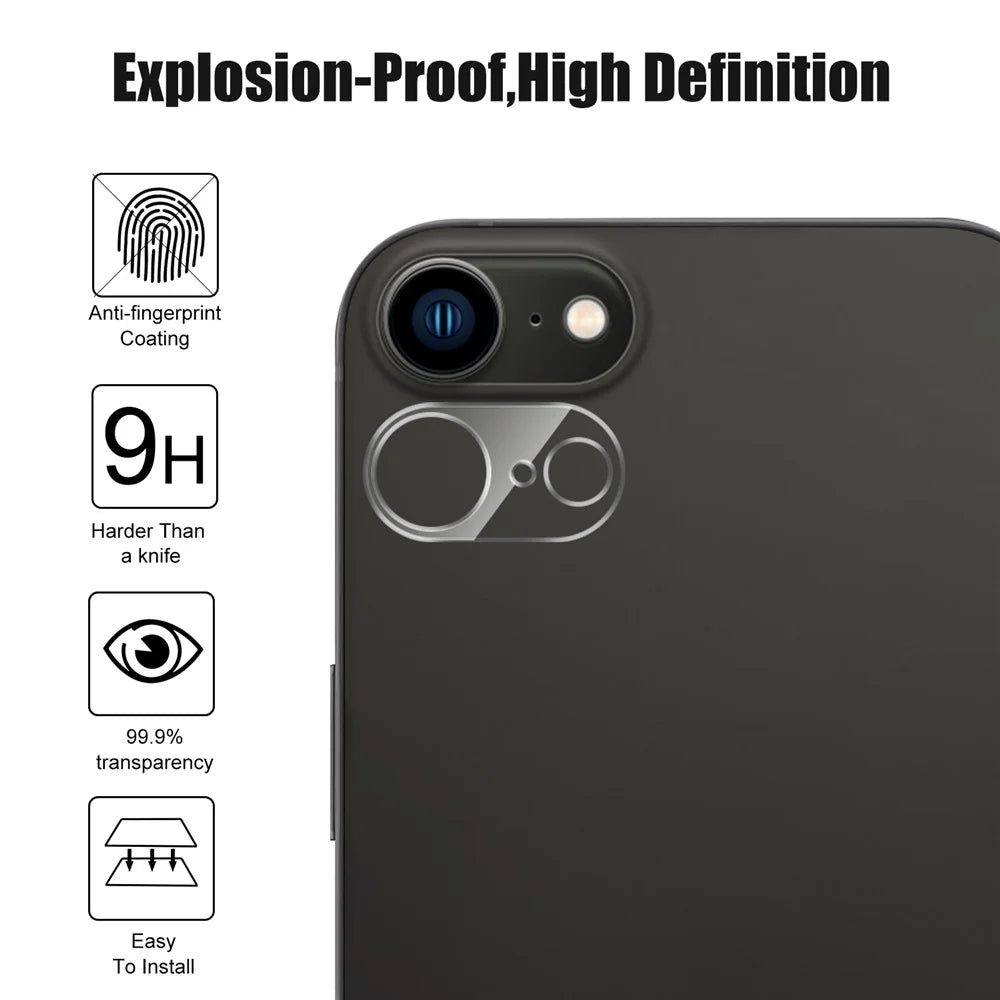 For iPhone 17e / 16e Camera Lens Protector Arc Edge Clear Tempered Glass Film - 3