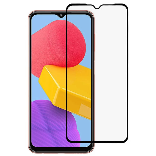 For Samsung Galaxy M13 4G Silk Printing Anti-explosion Tempered Glass Screen Protector Full Glue Anti-scratch Full Cover Screen Film - 1