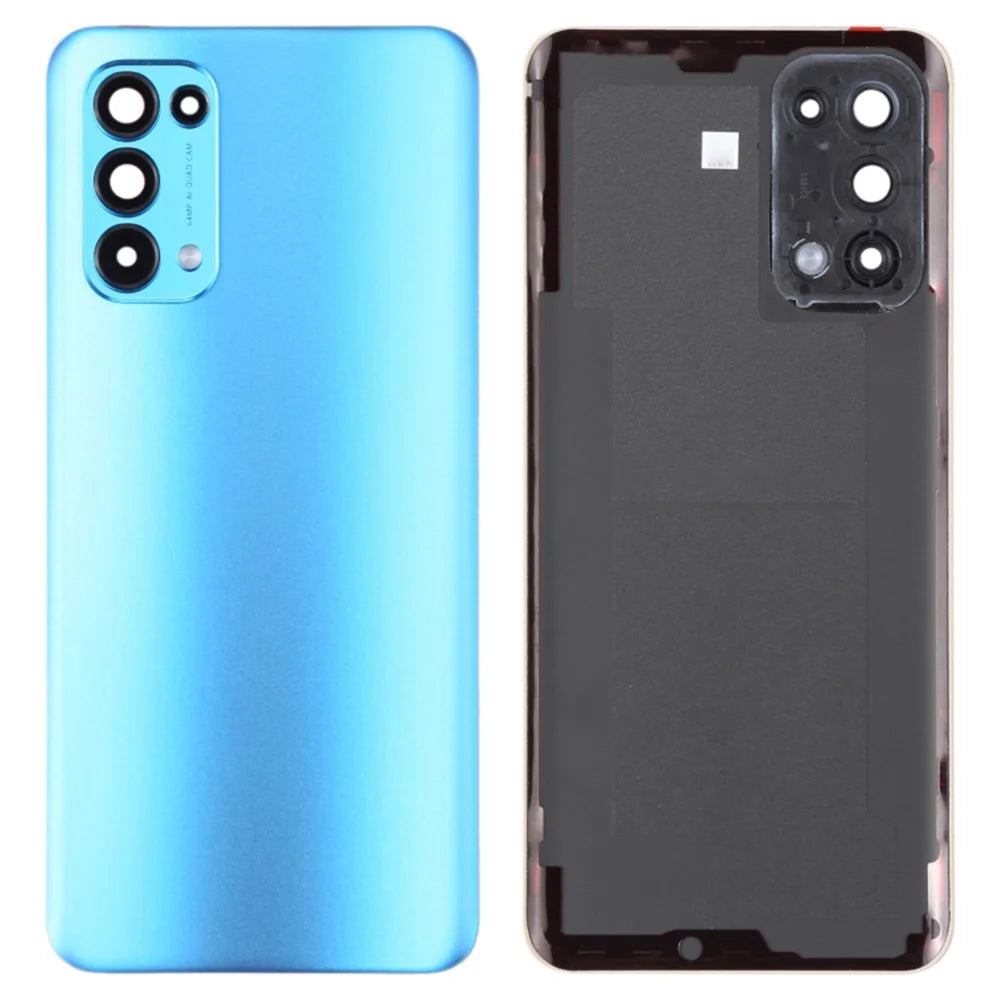 For Oppo Reno5 4G / 5G Back Battery Housing Cover with Camera Ring Lens Cover Spare Part - Blue - 1