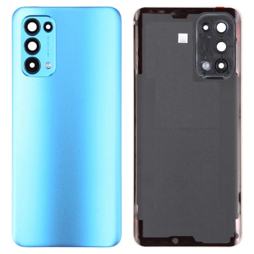 For Oppo Reno5 4G / 5G Back Battery Housing Cover with Camera Ring Lens Cover Spare Part - Blue - 1