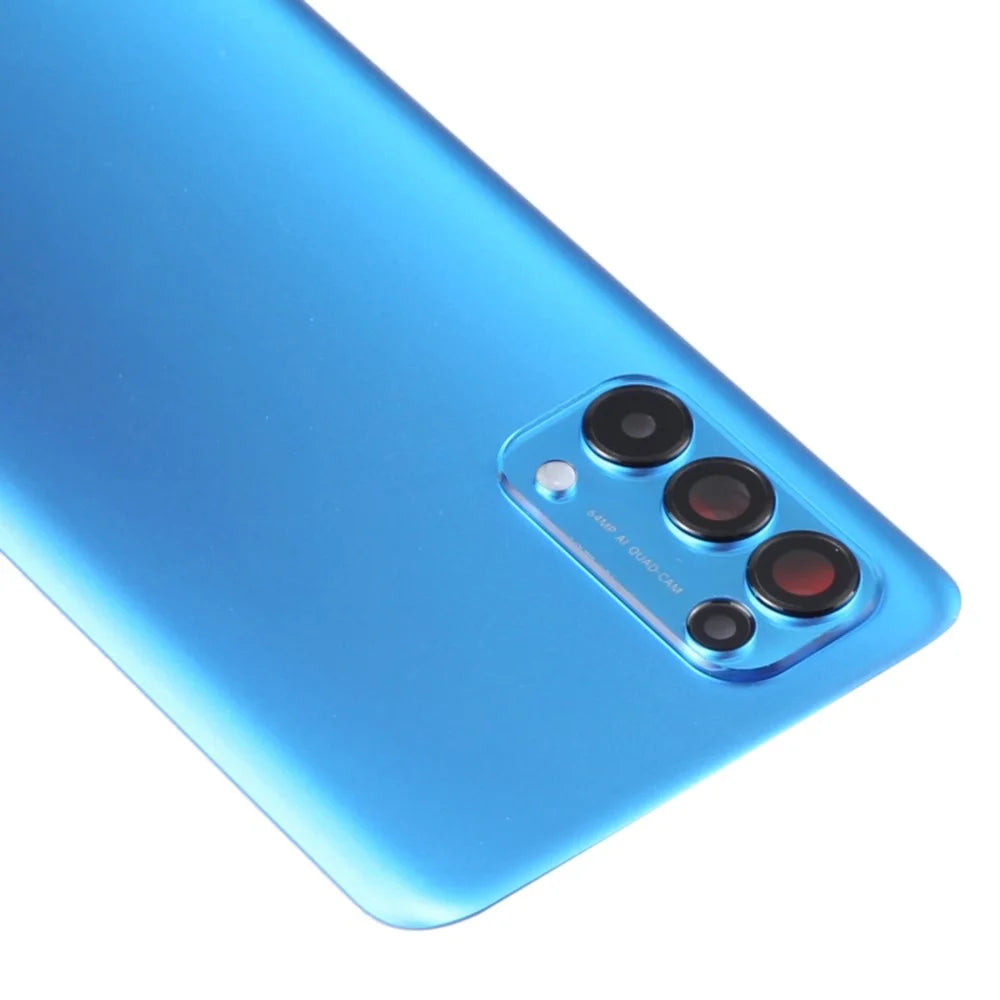 For Oppo Reno5 4G / 5G Back Battery Housing Cover with Camera Ring Lens Cover Spare Part - Blue - 4