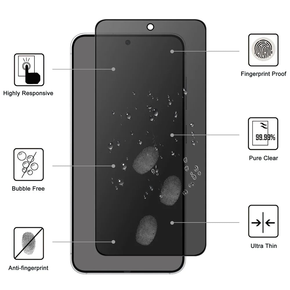 For Samsung Galaxy S25 Edge Tempered Glass Film 2.5D Arc Edge Anti-Spy (Fingerprint Unlock) - 2