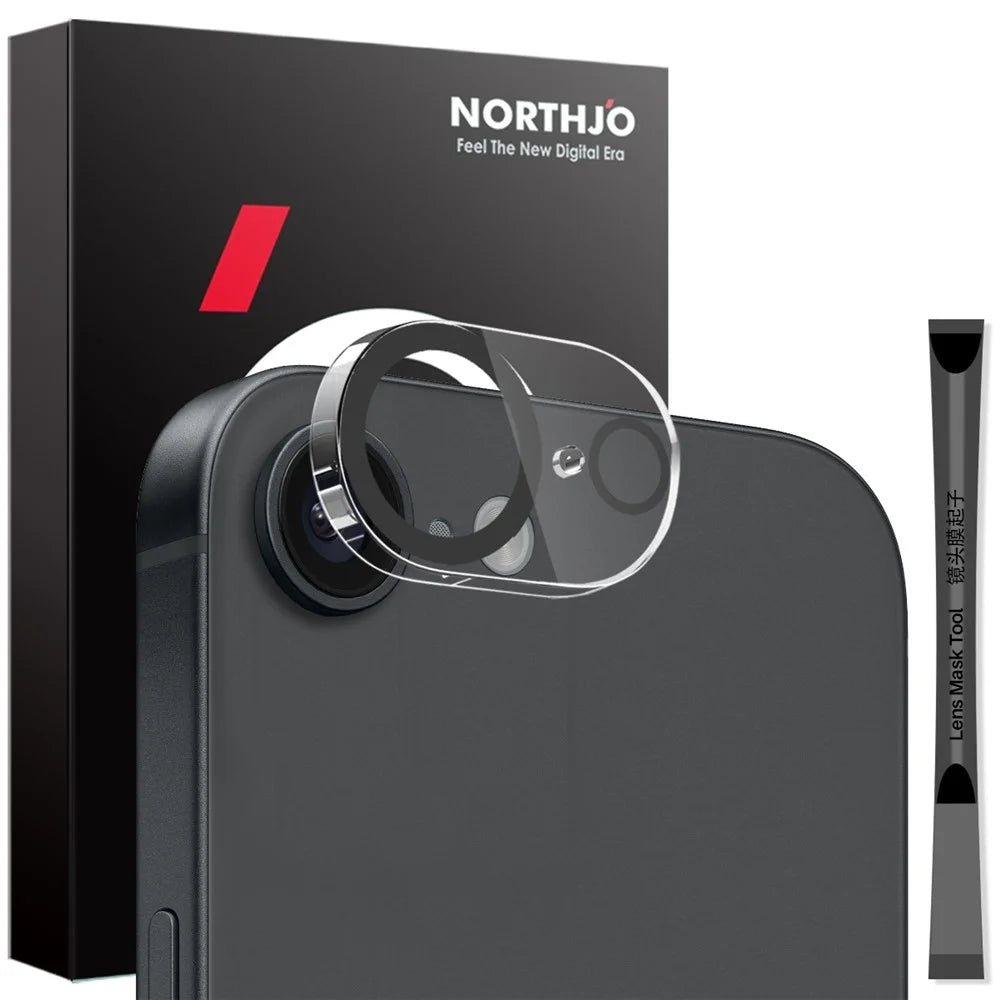 NORTHJO For iPhone 17e / 16e Black Circles Camera Lens Protector Tempered Glass HD Clear 3D Full Coverage - 1