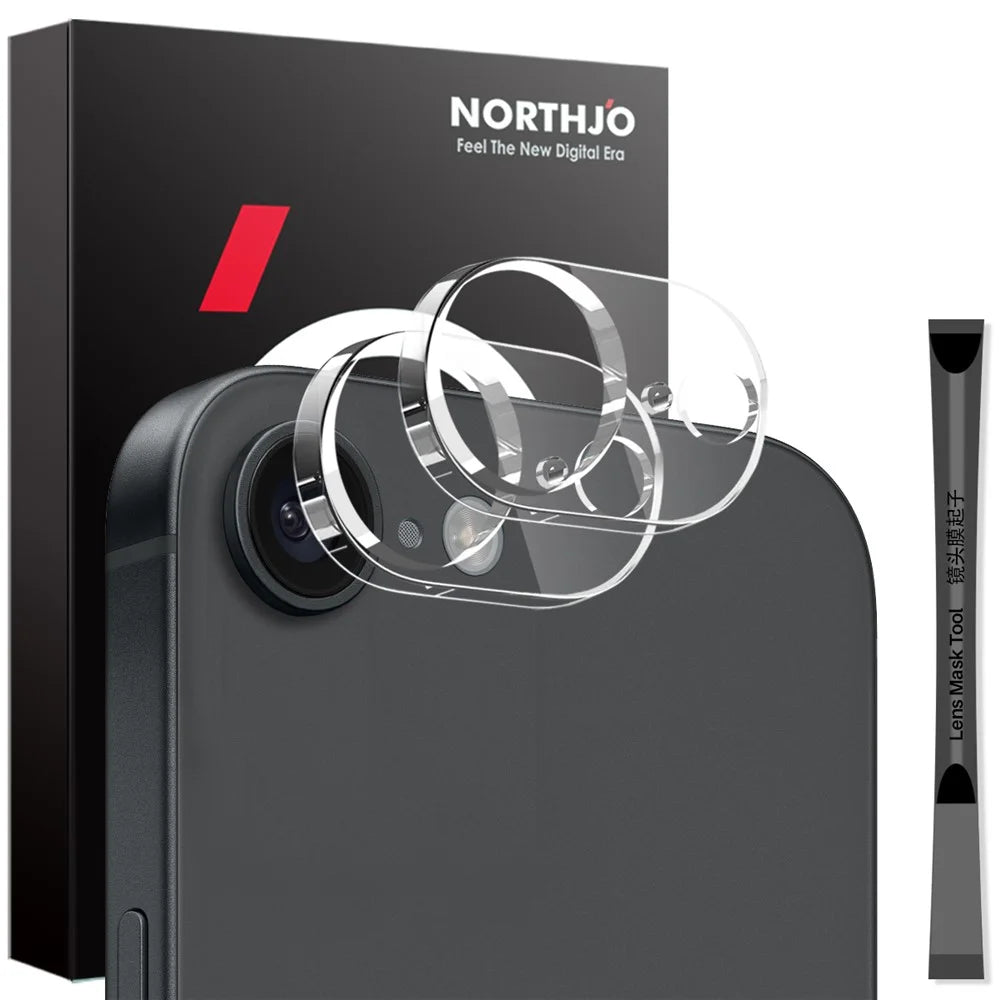 NORTHJO 2Pcs For iPhone 17e / 16e Tempered Glass Camera Lens Protector Clear 3D Integrated Full Coverage - 1