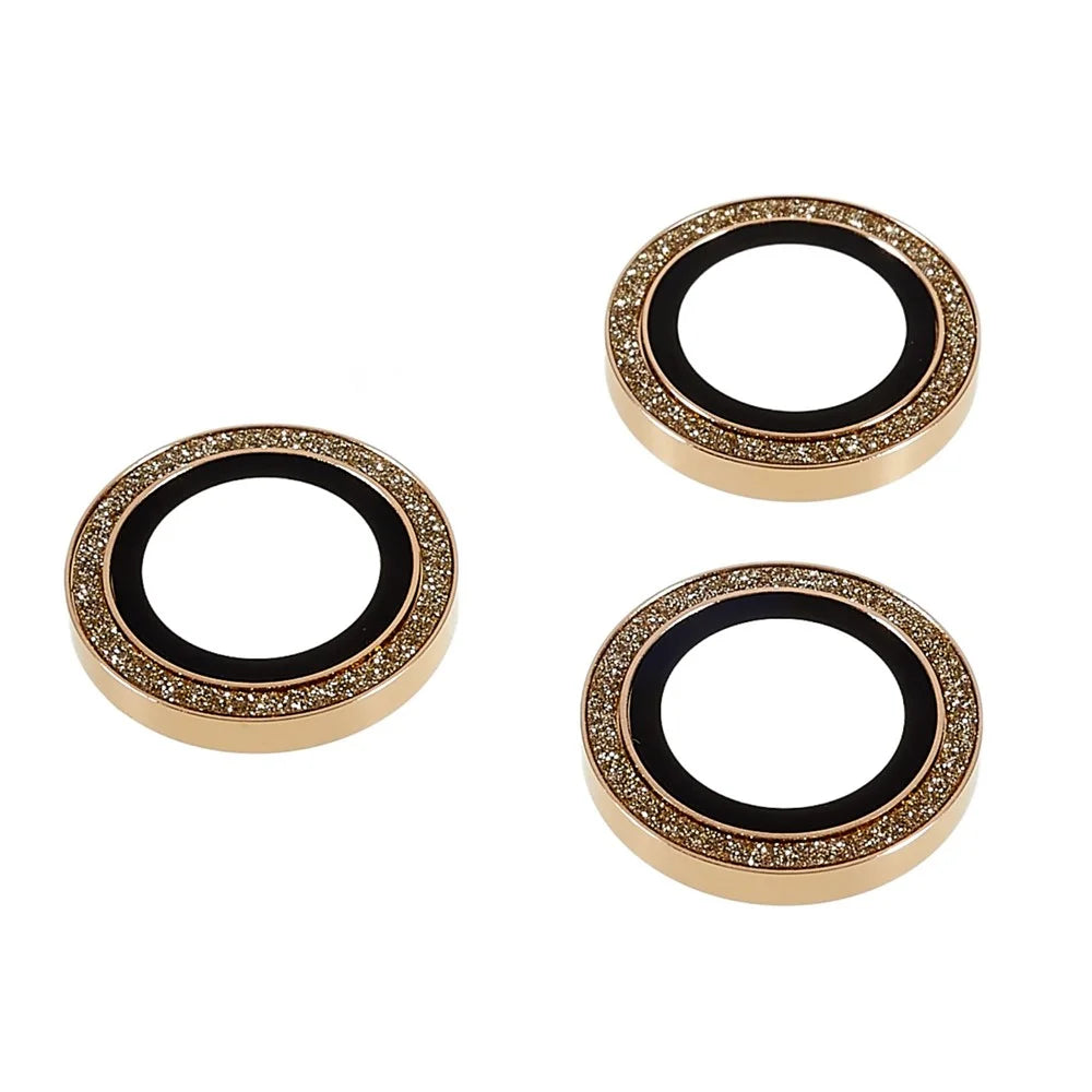 For iPhone 14 Pro / 14 Pro Max 2 Set Camera Lens Guard Glitter Ring Design Tempered Glass Lens Protective Film with Plate - Gold - 4
