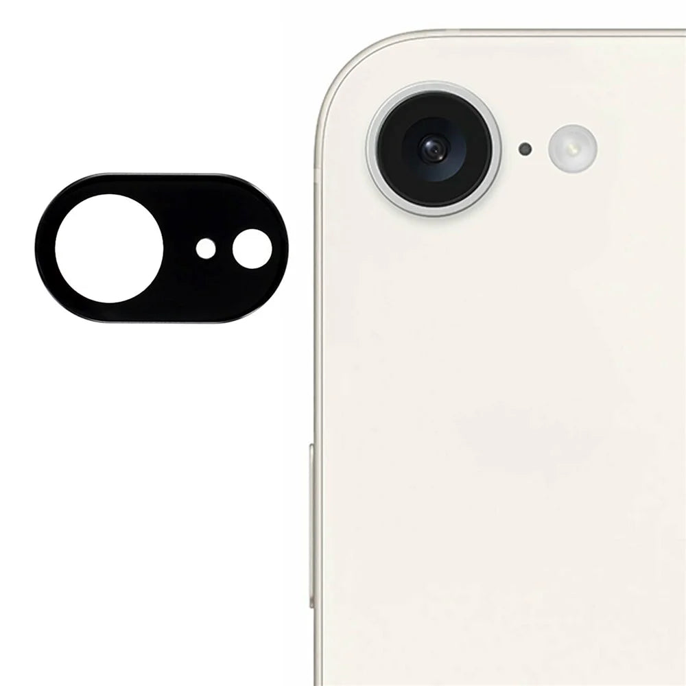 For iPhone 17e / 16e Tempered Glass Lens Protector Black Silk Printing Camera Lens Film - 1