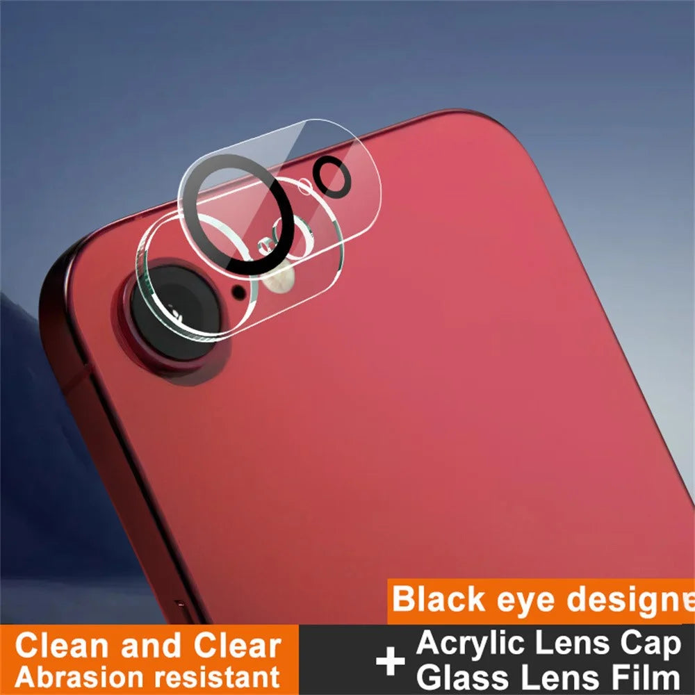 IMAK For iPhone 17e / 16e Tempered Glass Camera Lens Protector Acrylic Lens Cap (Black Circle Design) - 2
