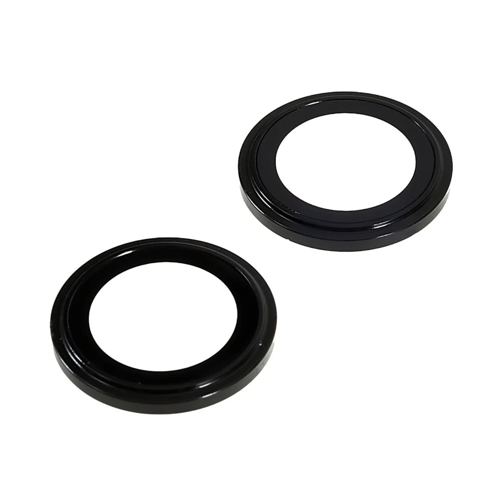 For iPhone 14 / 14 Plus 2 Sets Camera Lens Protector Metal Frame Tempered Glass Anti-scratch Lens Film - Black - 3