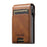 SUTENI Waxed Texture PU Leather Card Case Auto Pop Up Card Holder - Brown - 1