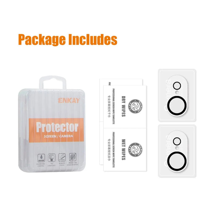 ENKAY HAT PRINCE For iPhone 17e / 16e 2Pcs Camera Lens Protector   Tempered Glass Lens Film with Black Ring - Transparent - 6