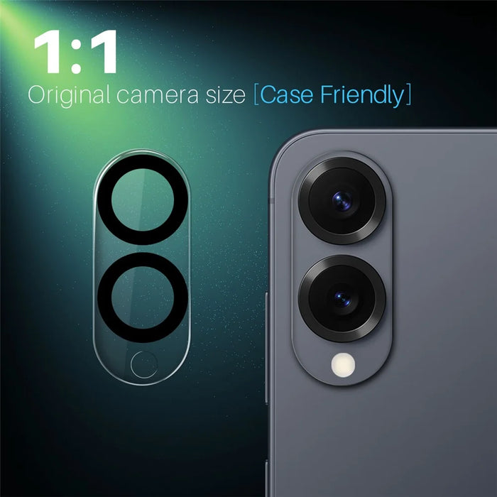 NORTHJO For Samsung Galaxy S25 Edge Black Circles Camera Lens Protector Tempered Glass HD Clear 3D Full Coverage - 3