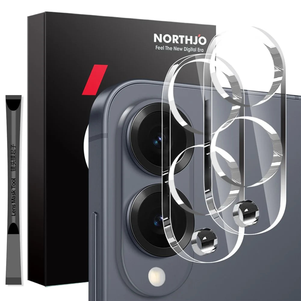 NORTHJO 2Pcs For Samsung Galaxy S25 Edge Tempered Glass Camera Lens Protector Clear 3D Integrated Full Coverage - 1