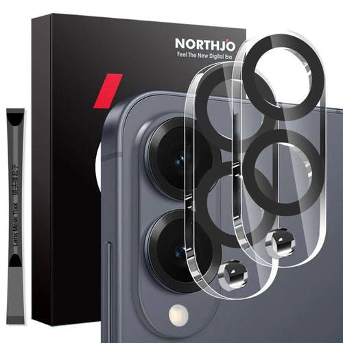 NORTHJO 2Pcs For Samsung Galaxy S25 Edge Camera Lens Protector Black Circles 3D Full Coverage Clear Tempered Glass Lens Film - 1
