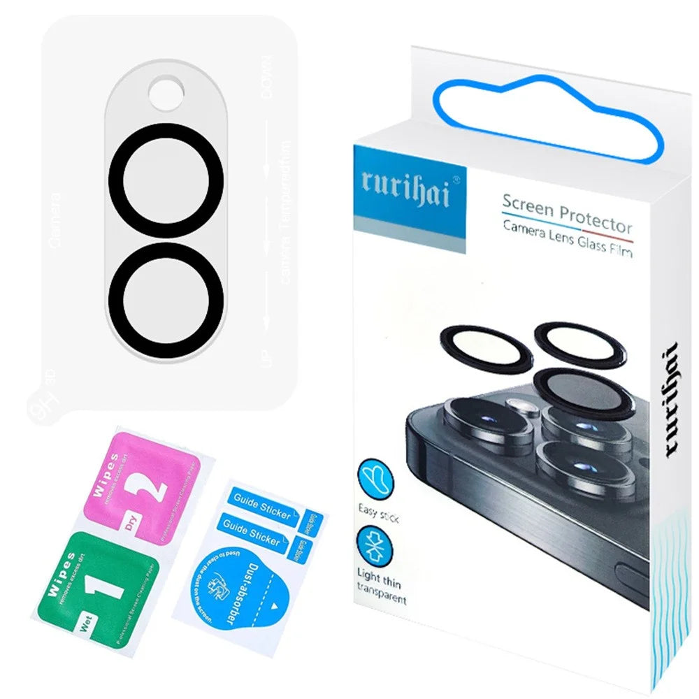 RURIHAI For Samsung Galaxy S25 Edge Camera Lens Protector Clear Black Circle 3D High Aluminum-Silicon Glass Lens Film - 6