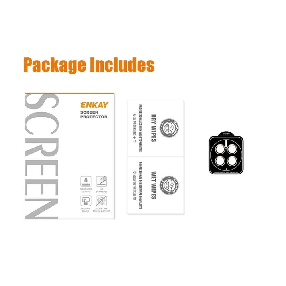 ENKAY HAT PRINCE For Huawei Mate 50 Pro 4G 1 Set Camera Lens Protector Anti-scratch Tempered Glass Aluminum Alloy Ring Lens Film - Gold - 5