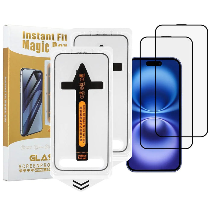2Pcs For iPhone 16 Screen Protector HD Clear High Aluminium Silicon Glass Film with Dust Removal Tool - 1