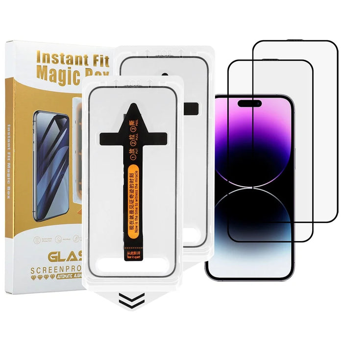 2Pcs For iPhone 14 Pro Screen Protector HD Clear High Aluminium Silicon Glass Film with Dust Removal Tool - 1