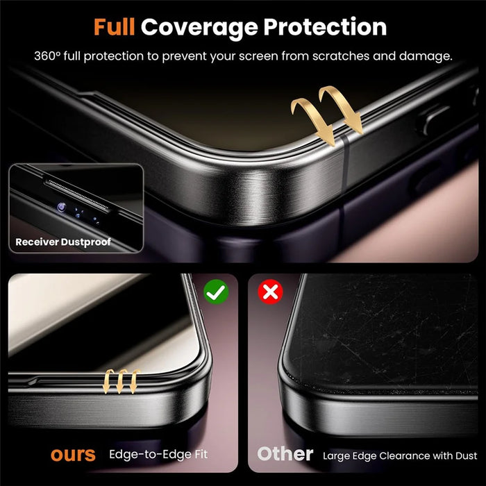2Pcs For iPhone 15 Pro Screen Protector HD Clear High Aluminium Silicon Glass Film with Dust Removal Tool - 7