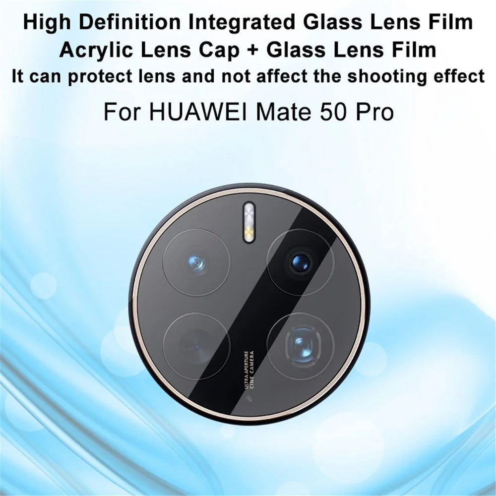 IMAK For Huawei Mate 50 Pro 4G Camera Lens Protector HD Tempered Glass Camera Lens Film + Acrylic Lens Cap - 3