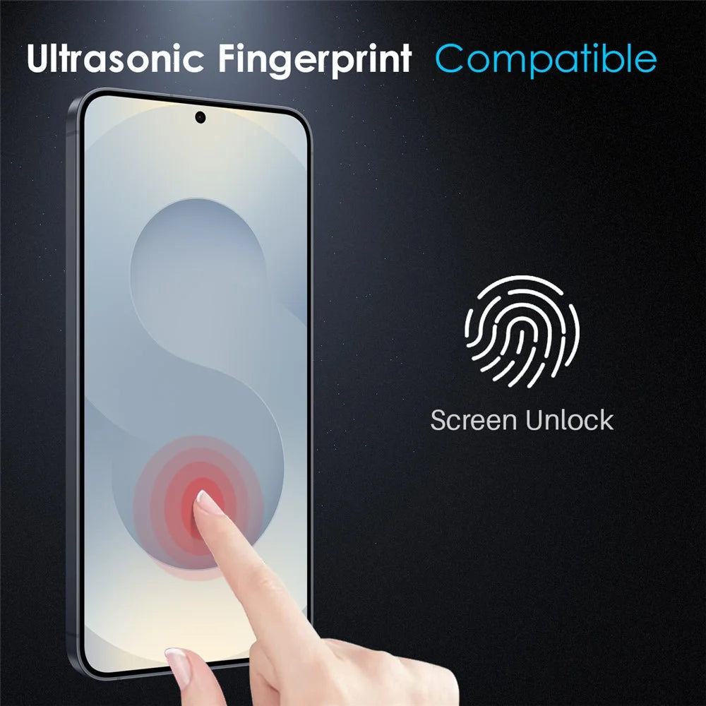 NORTHJO A++ For Samsung Galaxy S25 Edge Screen Protector Silk Printing High Aluminum-Silicon Glass Film Support Fingerprint Unlock - Black - 4