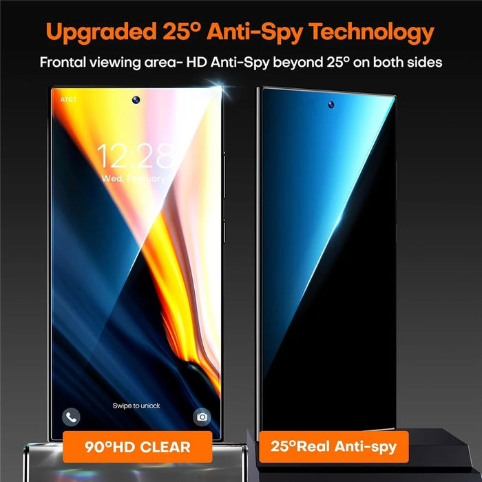 2Pcs For Samsung Galaxy S25+ / S24+ Anti Spy High Aluminium Silicon Glass Screen Protector (Fingerprint Unlock) - 2