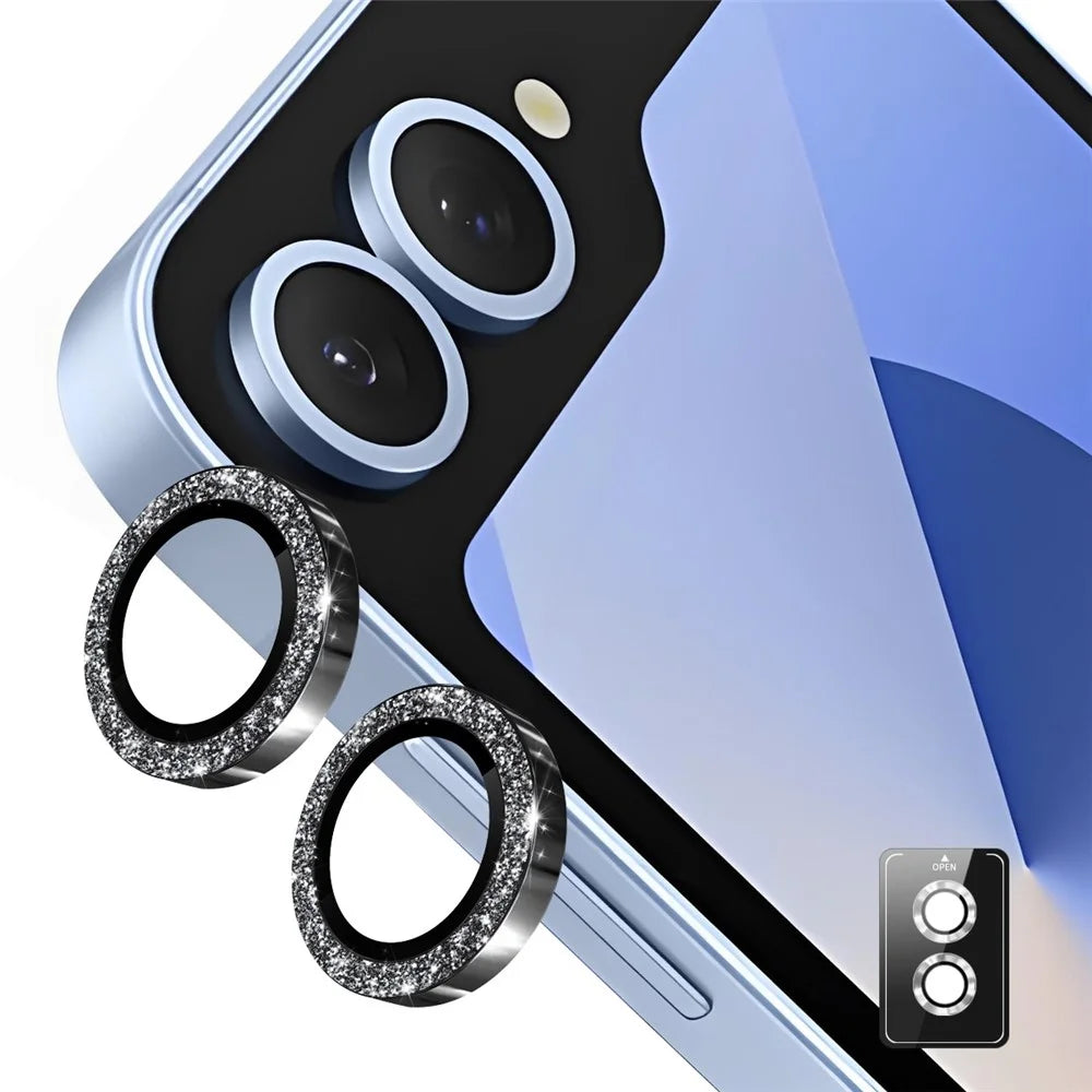 ENKAY HAT PRINCE For Samsung Galaxy Z Flip6 5G Camera Lens Protector  Glitter Decor Tempered Glass Lens Film - Black - 1