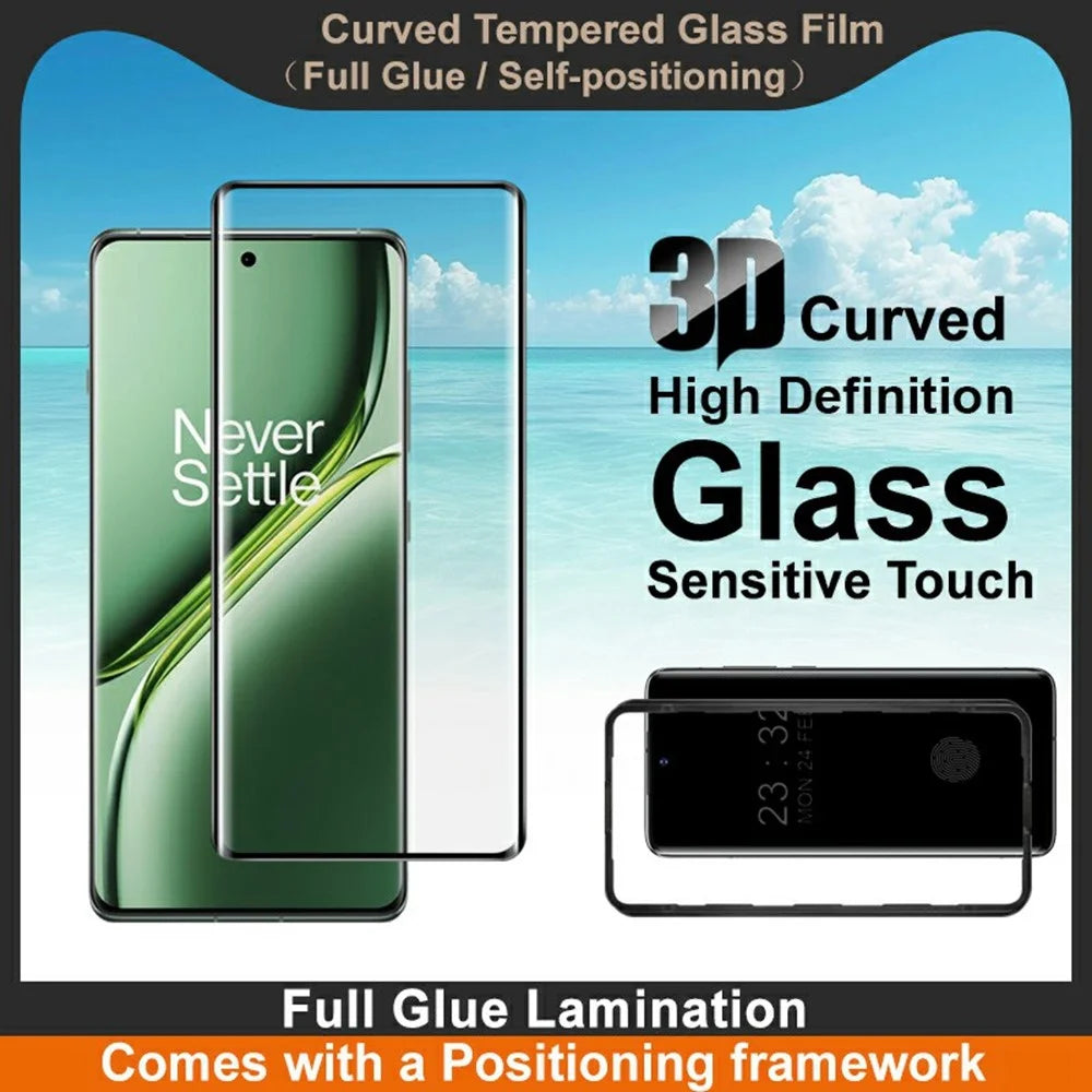 IMAK Screen Protector For OnePlus Ace 3 5G / Ace 3 Pro 5G / 12R 5G Full Glue 3D Curved Tempered Glass Film with Positioning Frame - 3