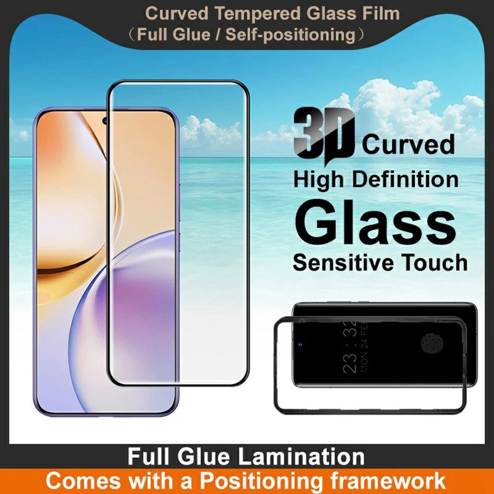 IMAK For Realme 14 Pro+ 5G Screen Protector Full Glue 3D Curved Tempered Glass Film with Positioning Frame - 3