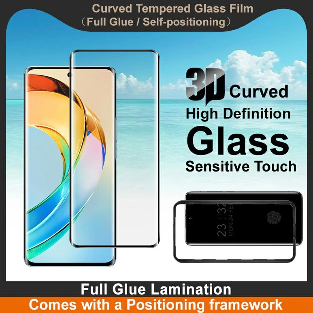 IMAK Screen Protector For Honor X50 5G / X9b 5G / Magic6 Lite 5G Full Glue 3D Curved Tempered Glass Film with Positioning Frame - 3