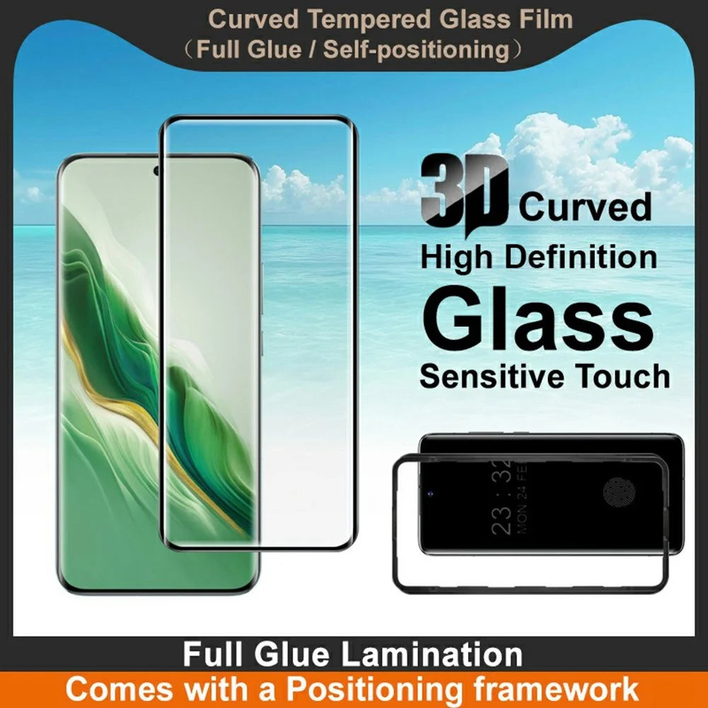 IMAK For Honor Magic6 5G Screen Protector Full Glue 3D Curved Tempered Glass Film with Positioning Frame - 3