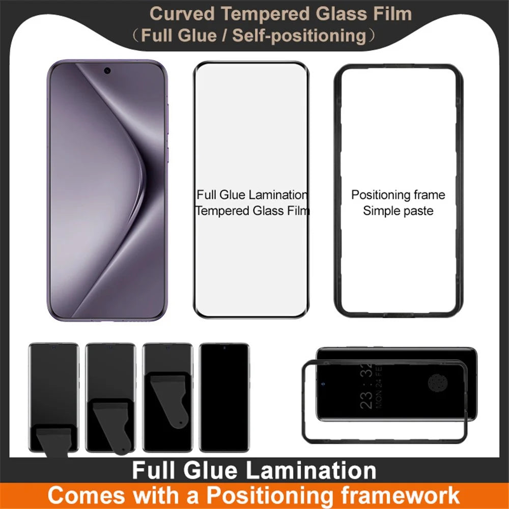 IMAK Screen Protector For Huawei Pura 70 Pro / Pura 70 Pro+ / Pura 70 Ultra Full Glue 3D Curved Tempered Glass Film with Positioning Frame - 4