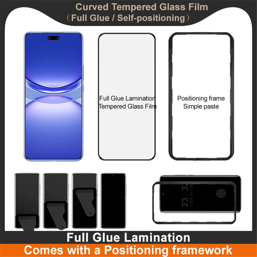 IMAK Screen Protector For Huawei nova 12 Pro 5G / nova 12 Ultra 5G / nova 13 Pro 5G Full Glue 3D Curved Tempered Glass Film with Positioning Frame - 4